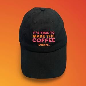 Dunkin Employee Strapback Hat Cap Black Embroidered Canvas DNKN DD Perks
